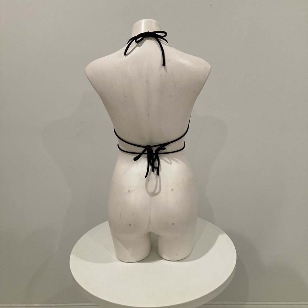 Black Gold Trim Padded Triangle String Bikini Top… - image 5